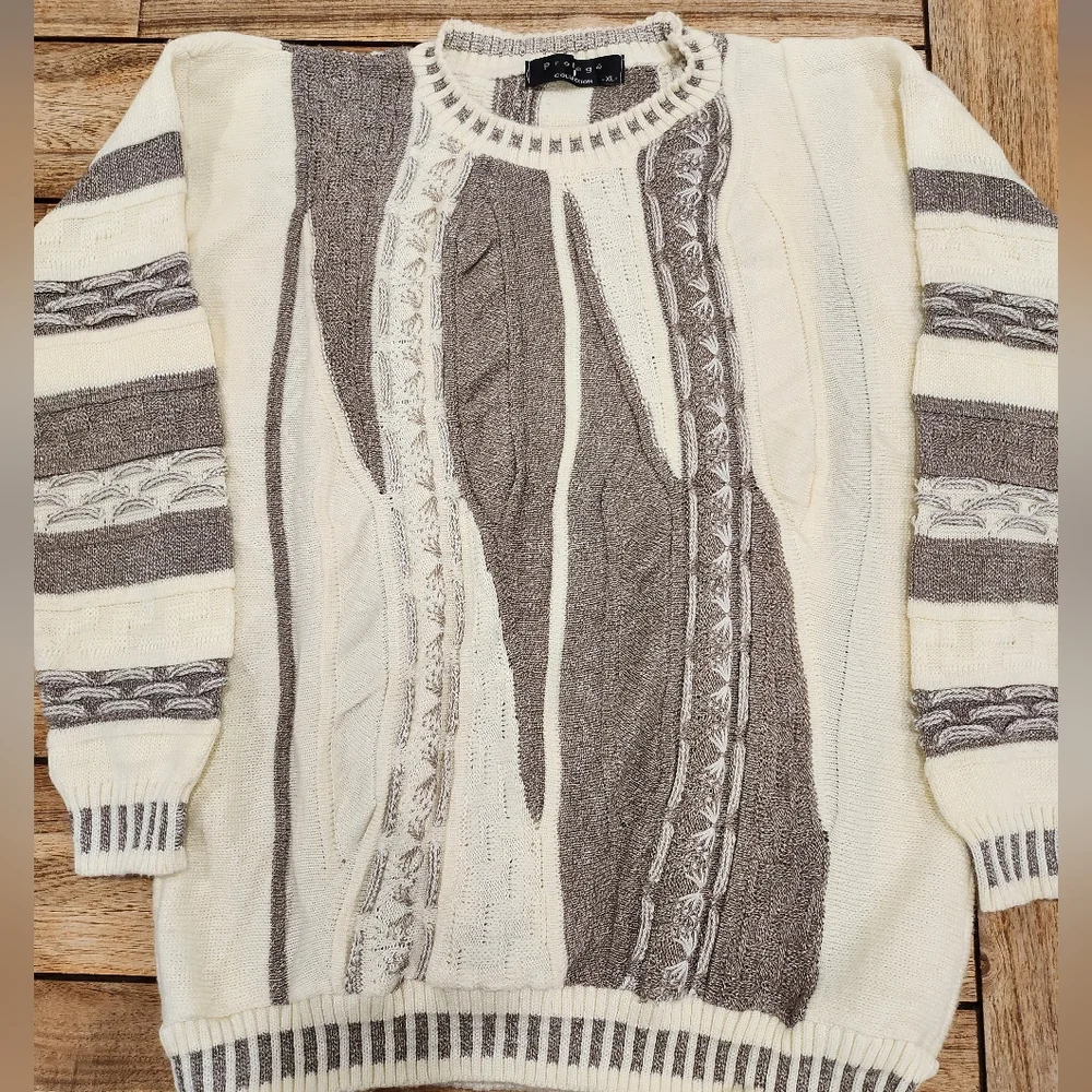 🔥 Vintage 90s Protege 3D Knit Coogi Style Sweater XL Grandpacore